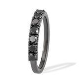 Inel cu 7 diamante negre 0.82ct din aur rodiat de 18k